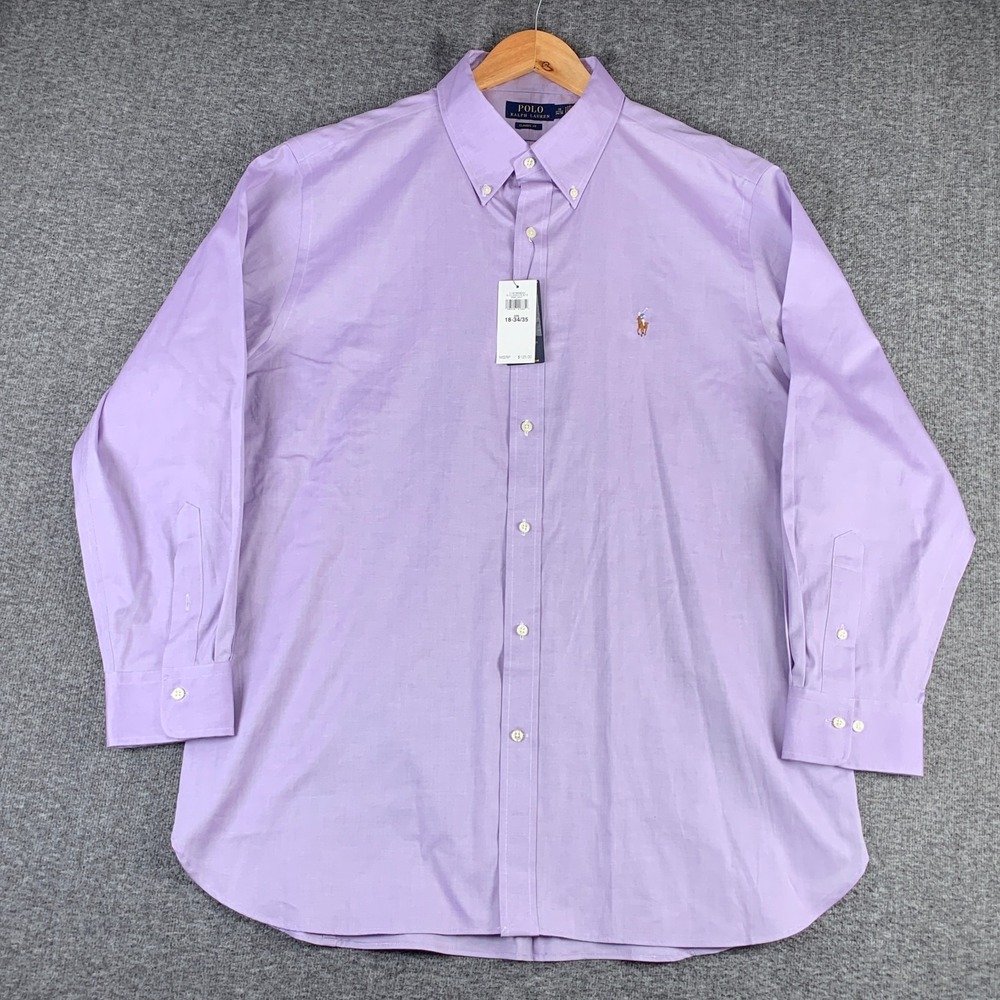Polo Ralph Lauren Oxford Shirt Men 18 Purple Dress Shirt Classic Fit Button Down